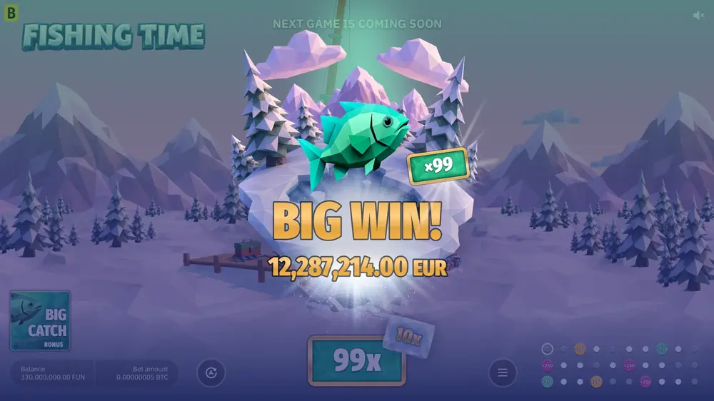 Big Win screen in Fishing Time