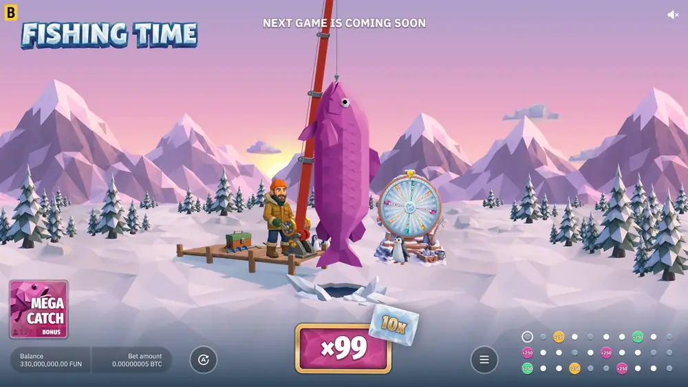 Mega Catch round with a violet fish