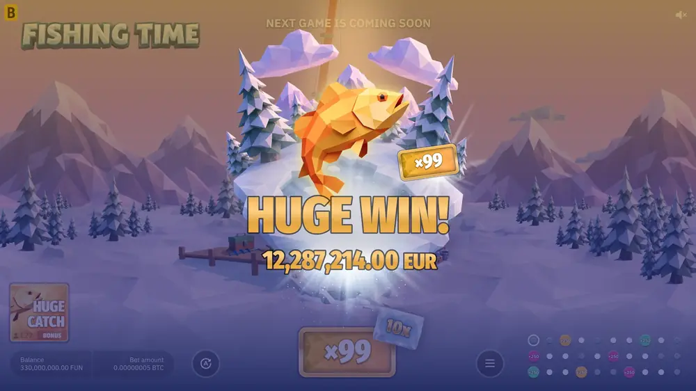 Huge Win screen in Fishing Time
